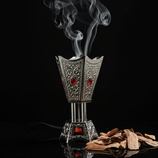Silver Filigree & Ruby-Accented Electric Mabkhara